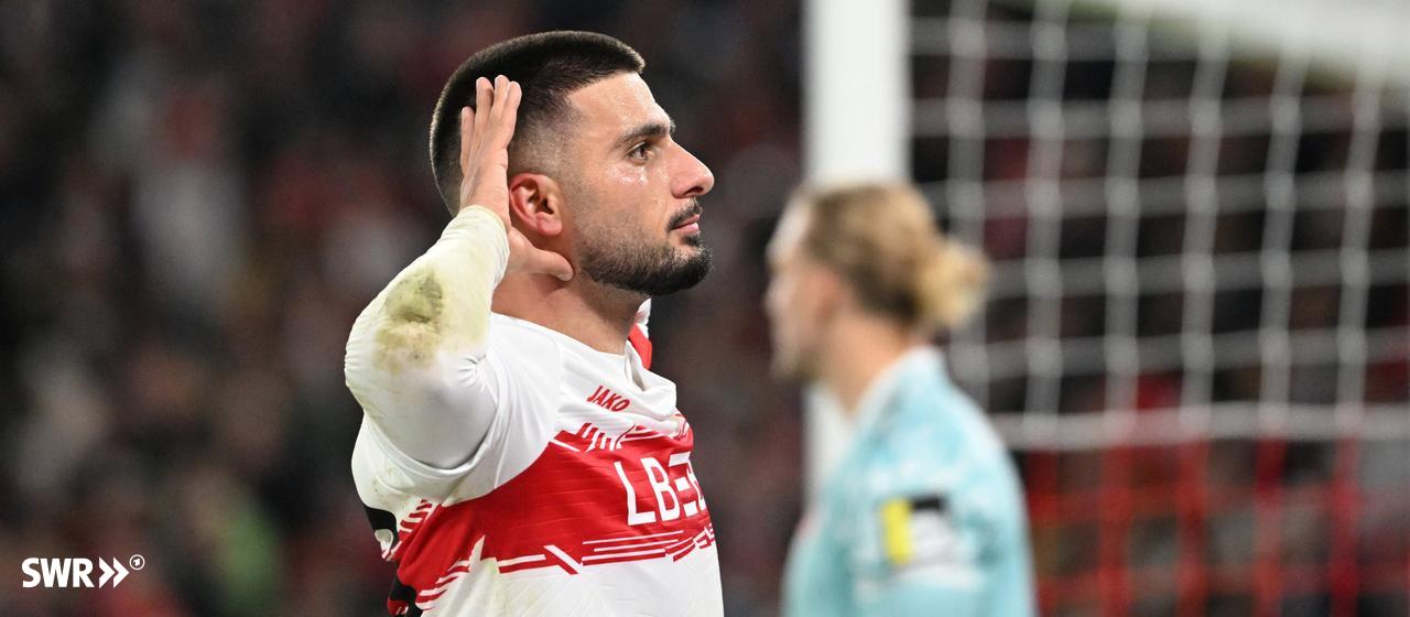Deniz Undav celebrates his winning goal in the game against Mainz 05