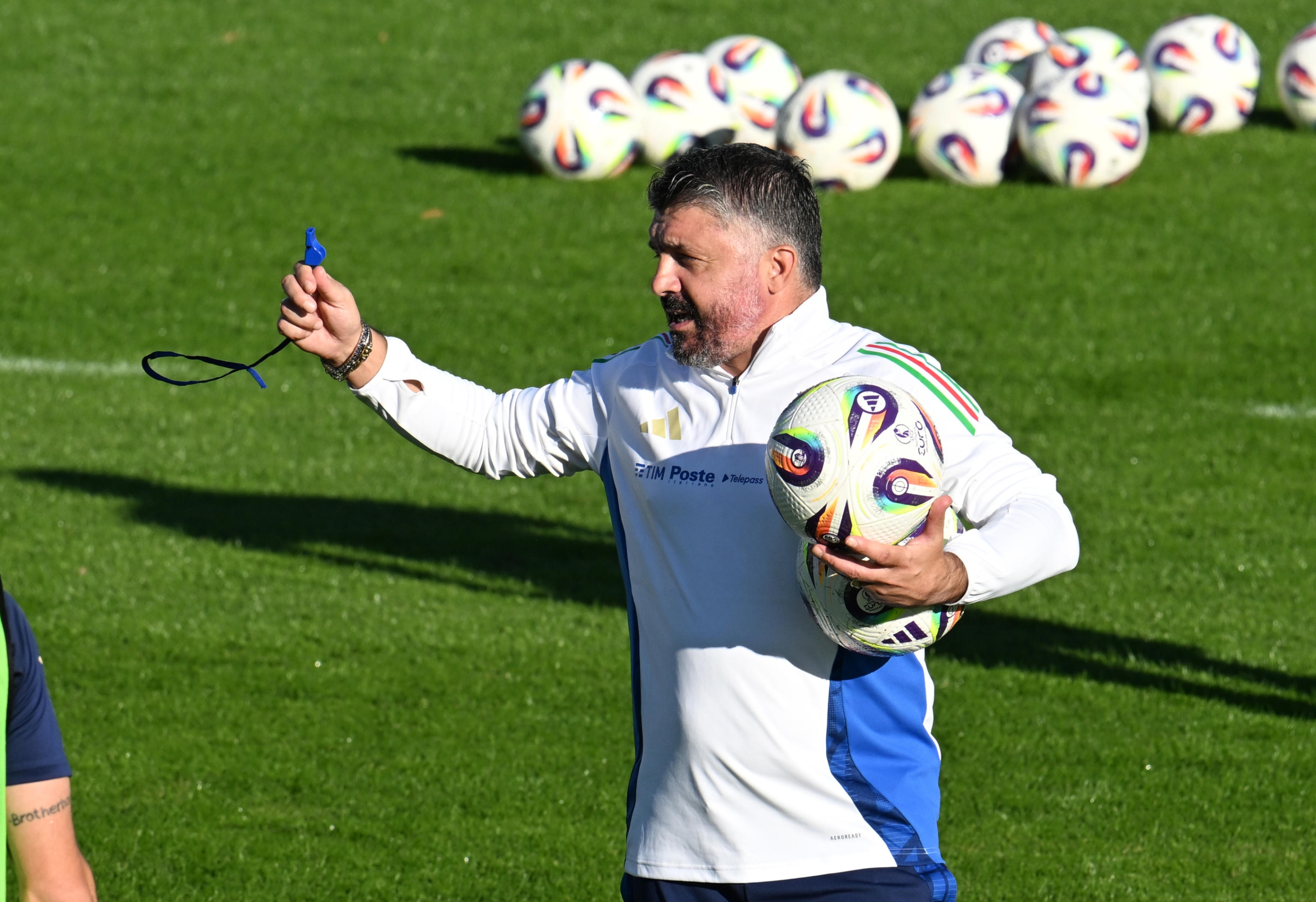 Gennaro Gattuso Coach of the Italian National Football Team during the training of the Italian National Football Team in Coverciano awaiting the match between Italy and Estonia for the 2026 World Cup qualifiers Coverciano Florence Italy, 07 October 2025 ANSA/CLAUDIO GIOVANNINI