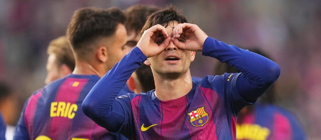 Pedri celebrates his goal against Girona