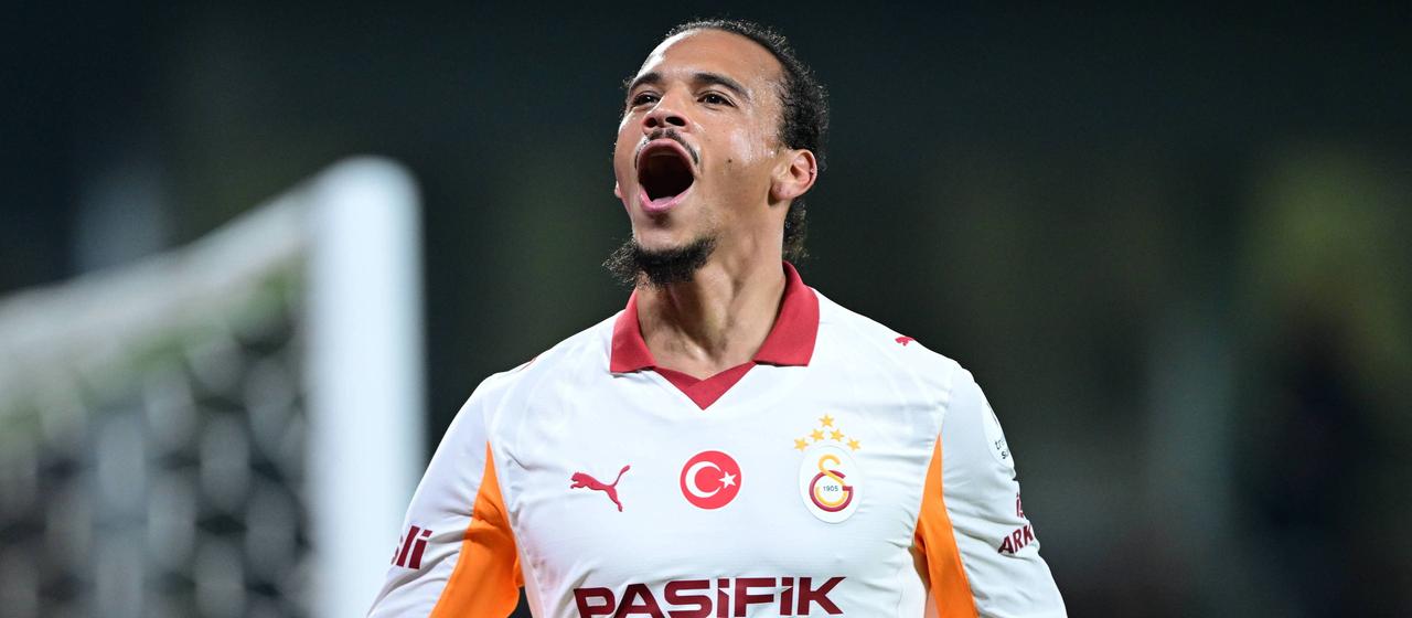 Leroy Sane celebrates his brace against Basaksehir