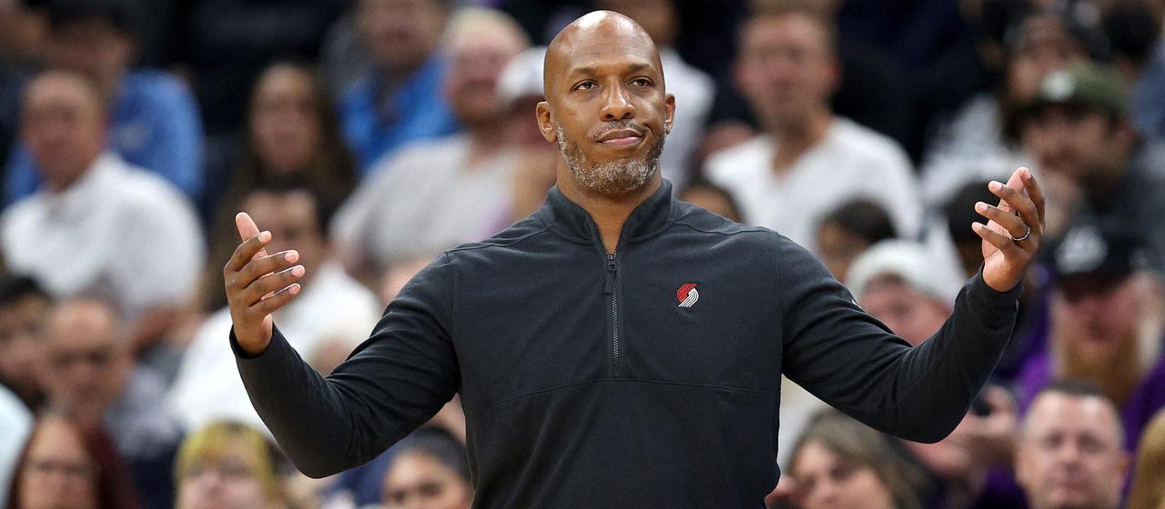 Coach Chauncey Billups of the Portland Trail Blazers