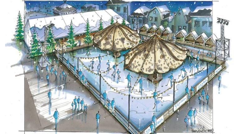 A sketch of the skating rink in the center of Raamsdonksveer (photo: Stichting Het Veerse IJsplein)