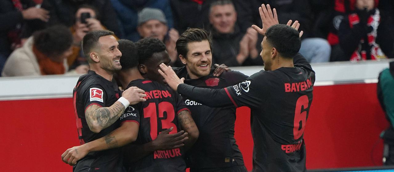 Celebrations from Leverkusen