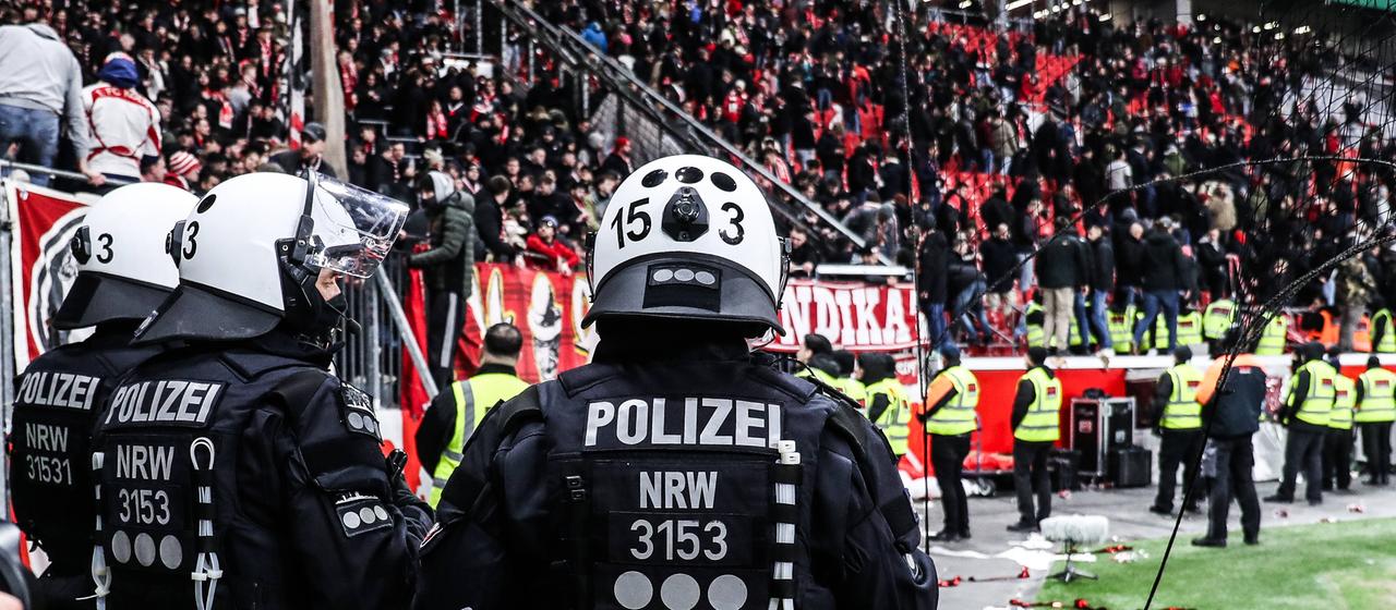 Police officers at a game in Leverkusen