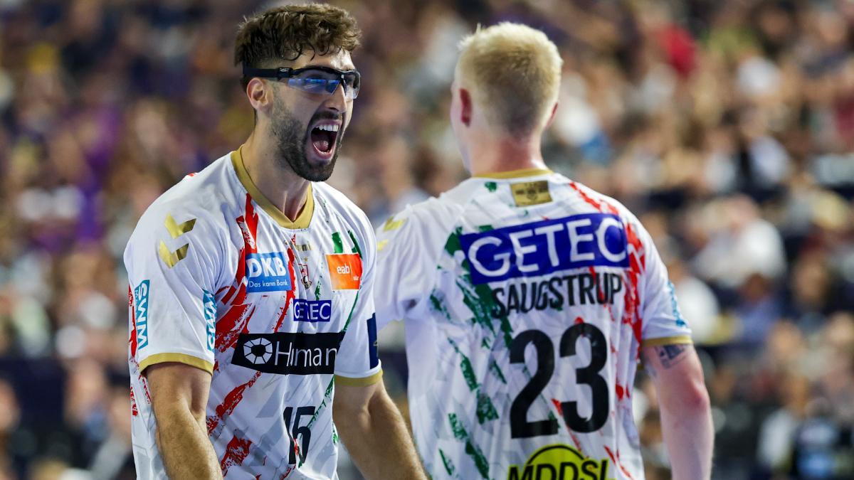 Antonio Serradilla celebrates winning the Champions League with Magdeburg