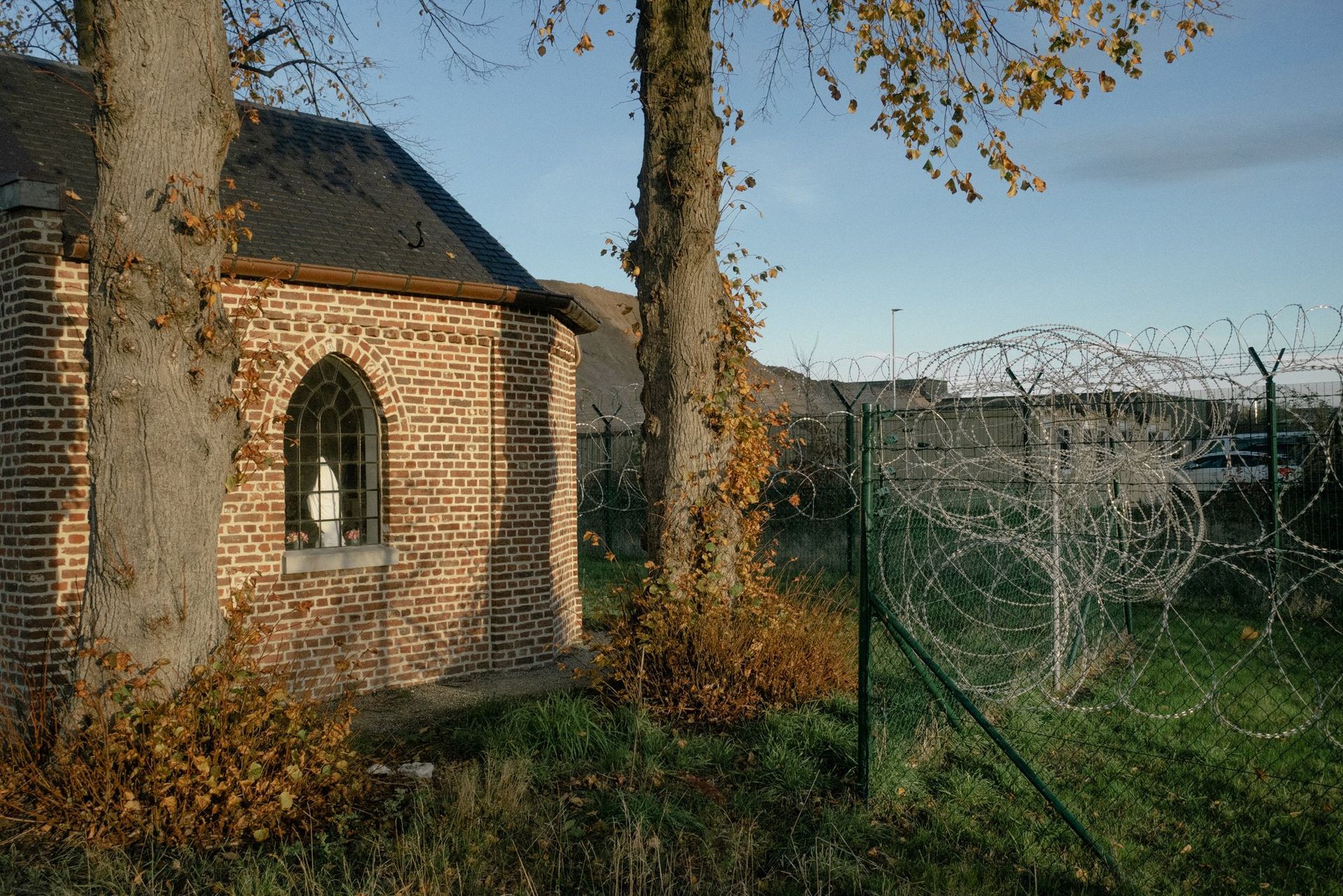 A small chapel stands in the middle of the closely guarded military domain of Kleine-Brogel. 