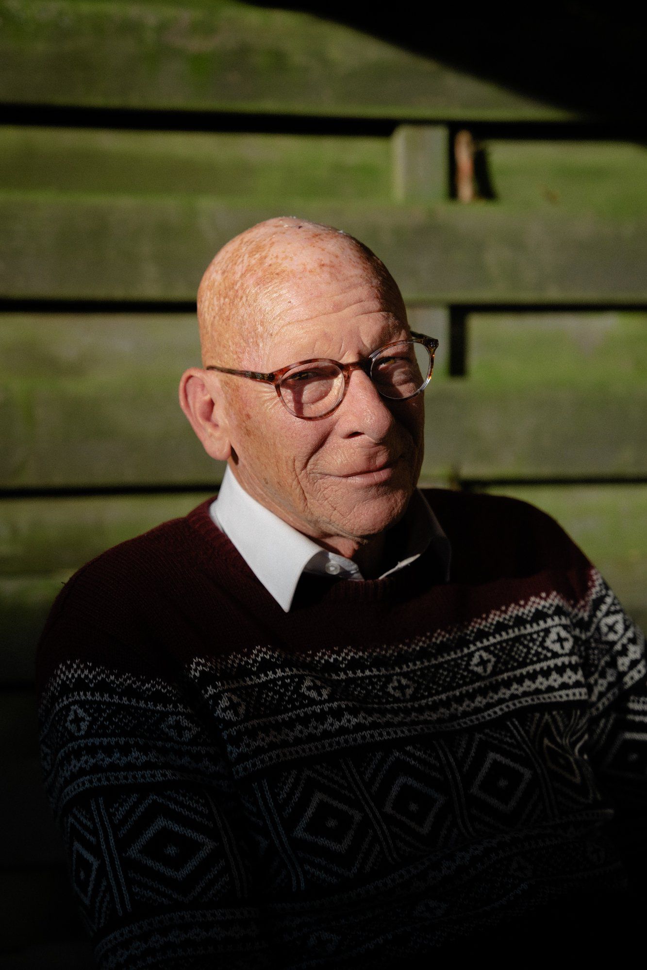 Boudewijn Poelmans in his backyard in Peer, Belgium.