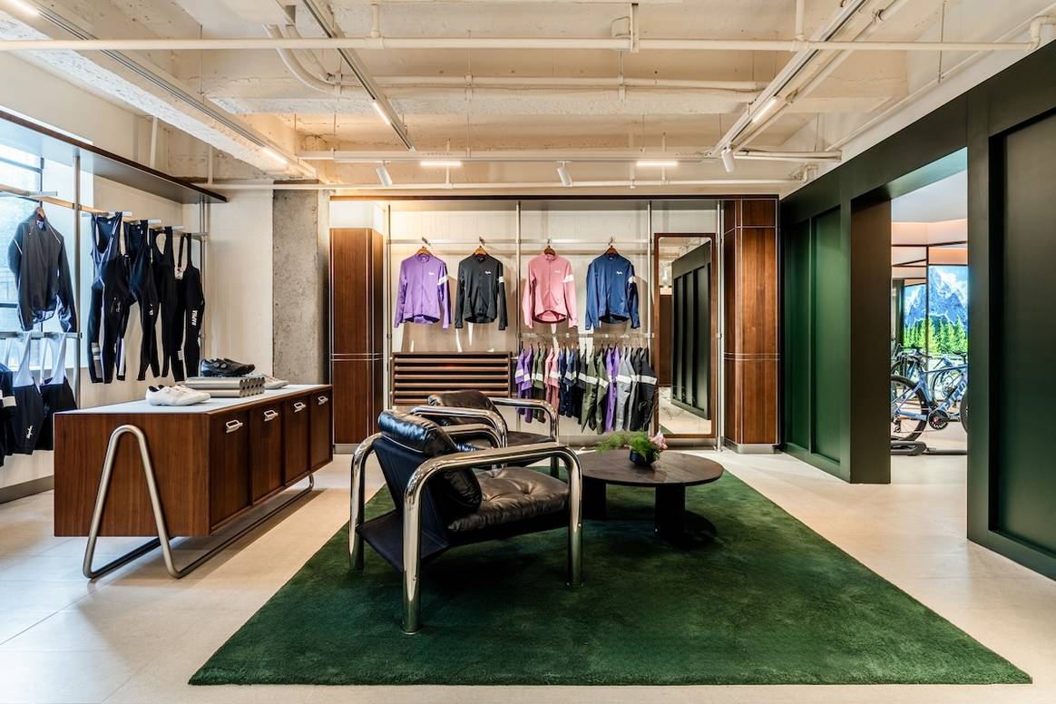 The interior of the new Rapha store in Shanghai
