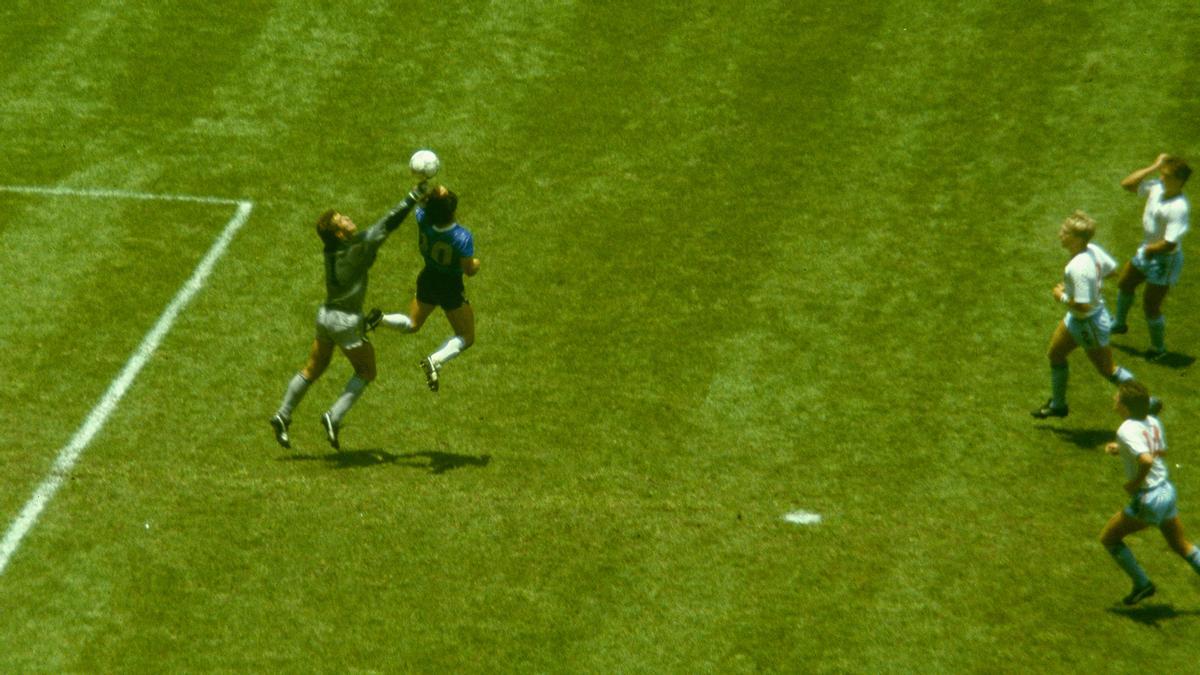 Maradona marking England with his hand
