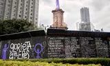 The Glorieta de las mujeres que luchan (Roundabout of Struggling Women) in downtown Mexico City is surrounded by walls bearing the names of femicide victims.