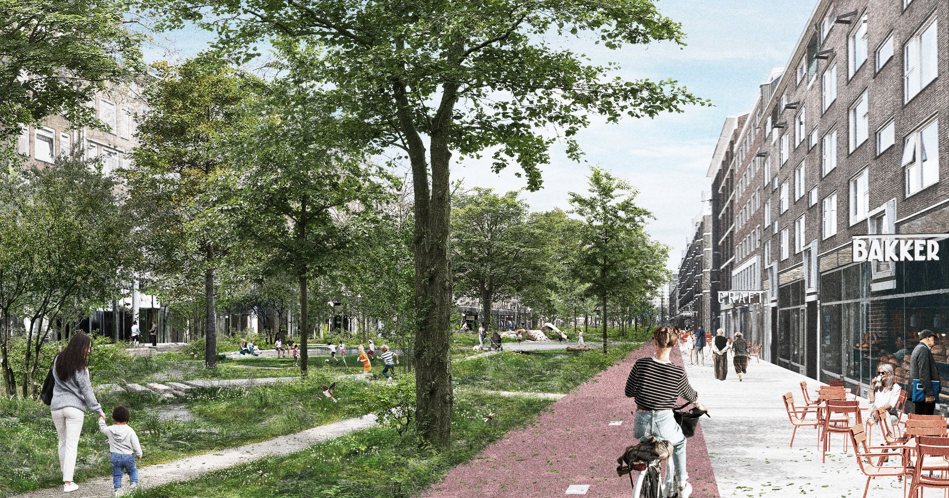 Artist impression of the Goudsesingel after greening.