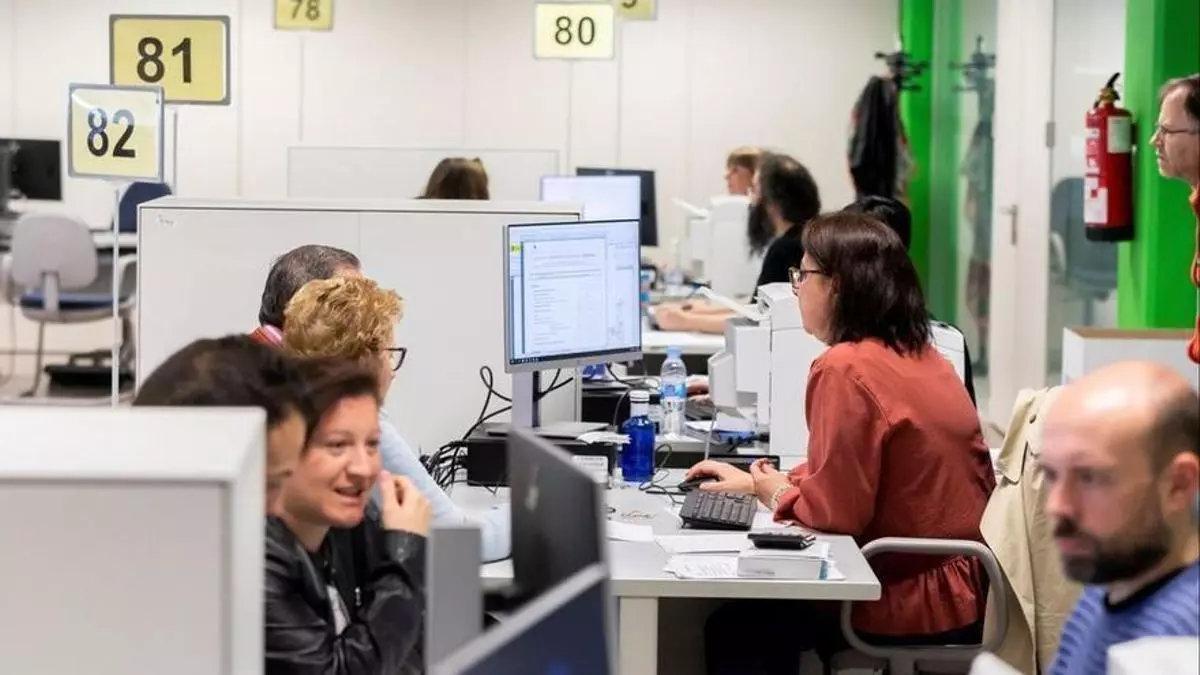 Officials at their workplace.