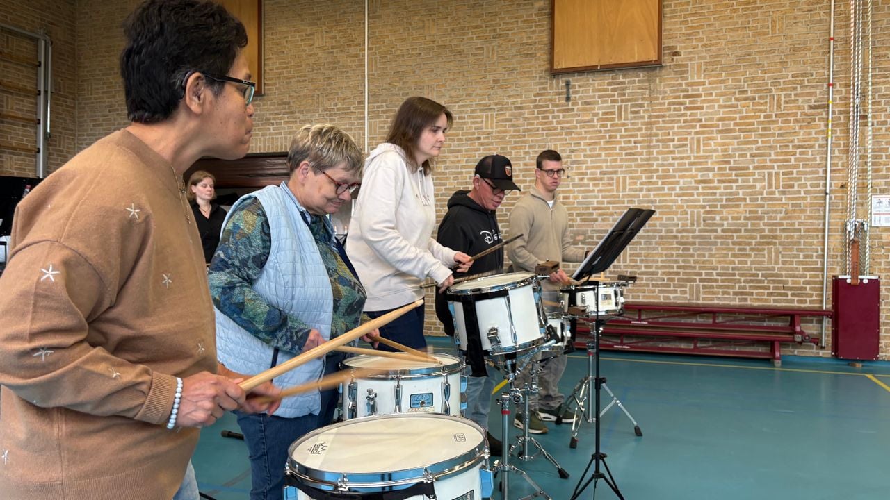 The members of drum band Maurits rehearse every Sunday.