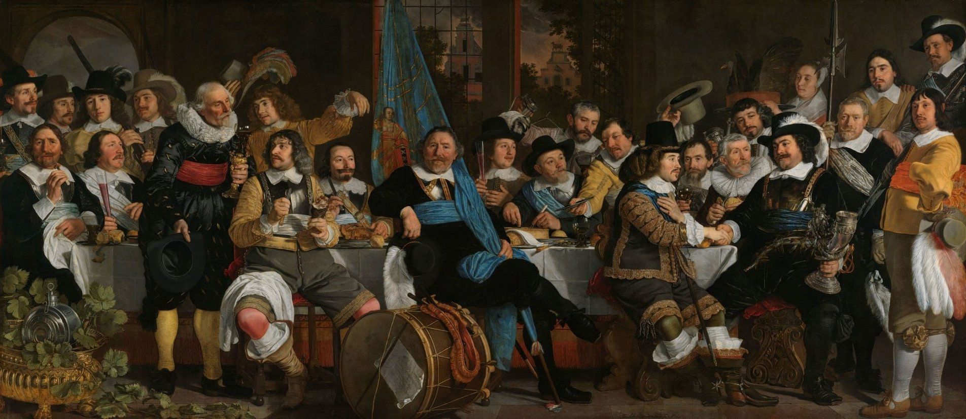 Riflemen's meal in celebration of the Peace of Münster, painting by Bartholomeus van der Helst.