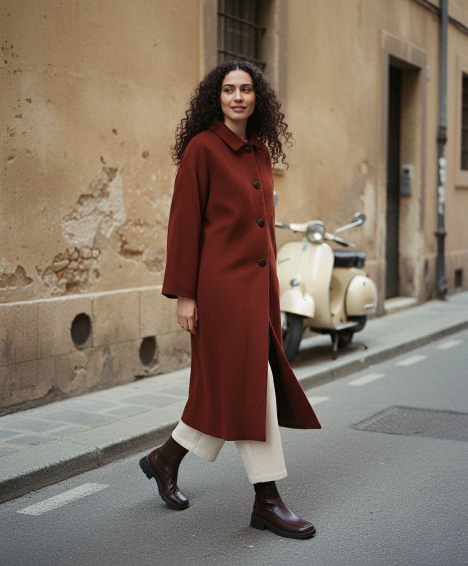 These images were created by FashionUnited using an AI tool to illustrate the digital strategy of the featured brands. The model wears pieces inspired by Rita Row. They were created to visually complement the narrative of this article.