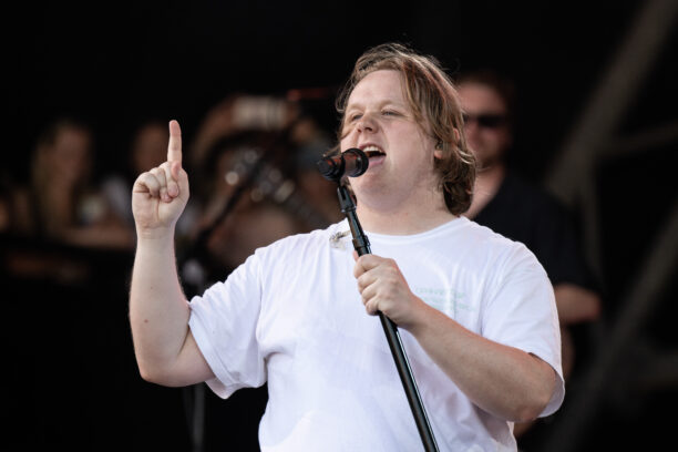 Lewis Capaldi at his gig at the Glastonbury Festival on June 24, 2023.