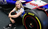 Famke Wilmink with a racing car from Racing Bulls, Red Bull's second Formula 1 team Photo Justin Griffiths-Williams 