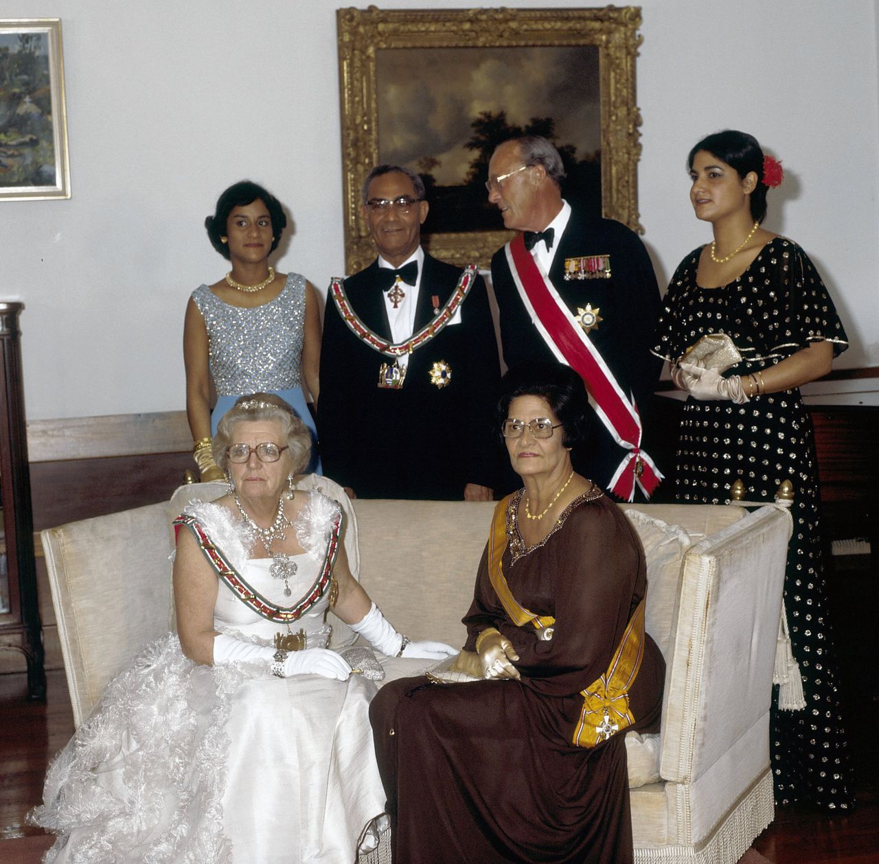 Visit of Queen Juliana and Prince Bernhard to Suriname in February 1978.