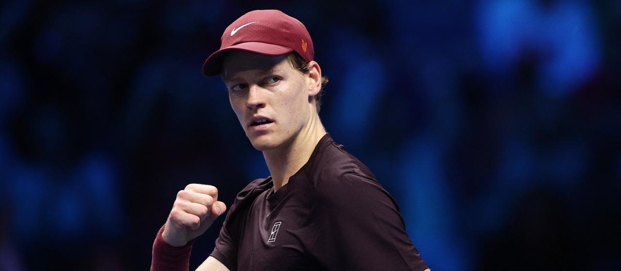 Jannik Sinner with a clenched fist at the ATP Finals in Turin