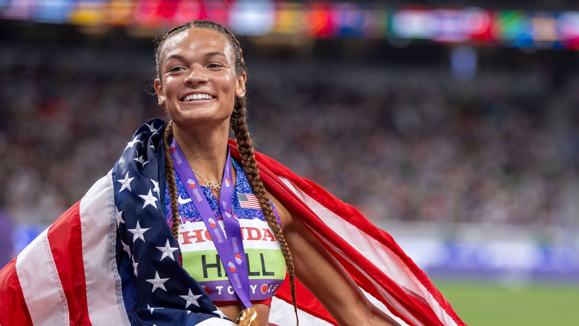 Anna Hall: The heptathlete won gold in Tokyo.