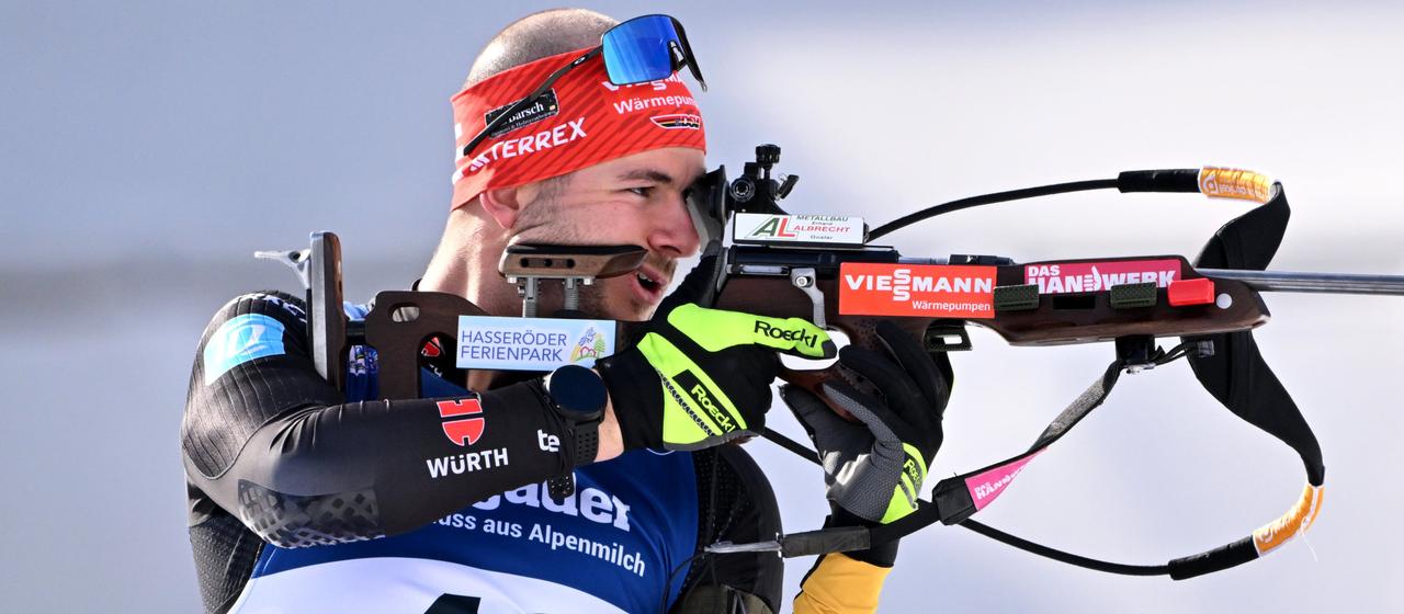 Biathlete Danilo Riethmüller at the shooting range