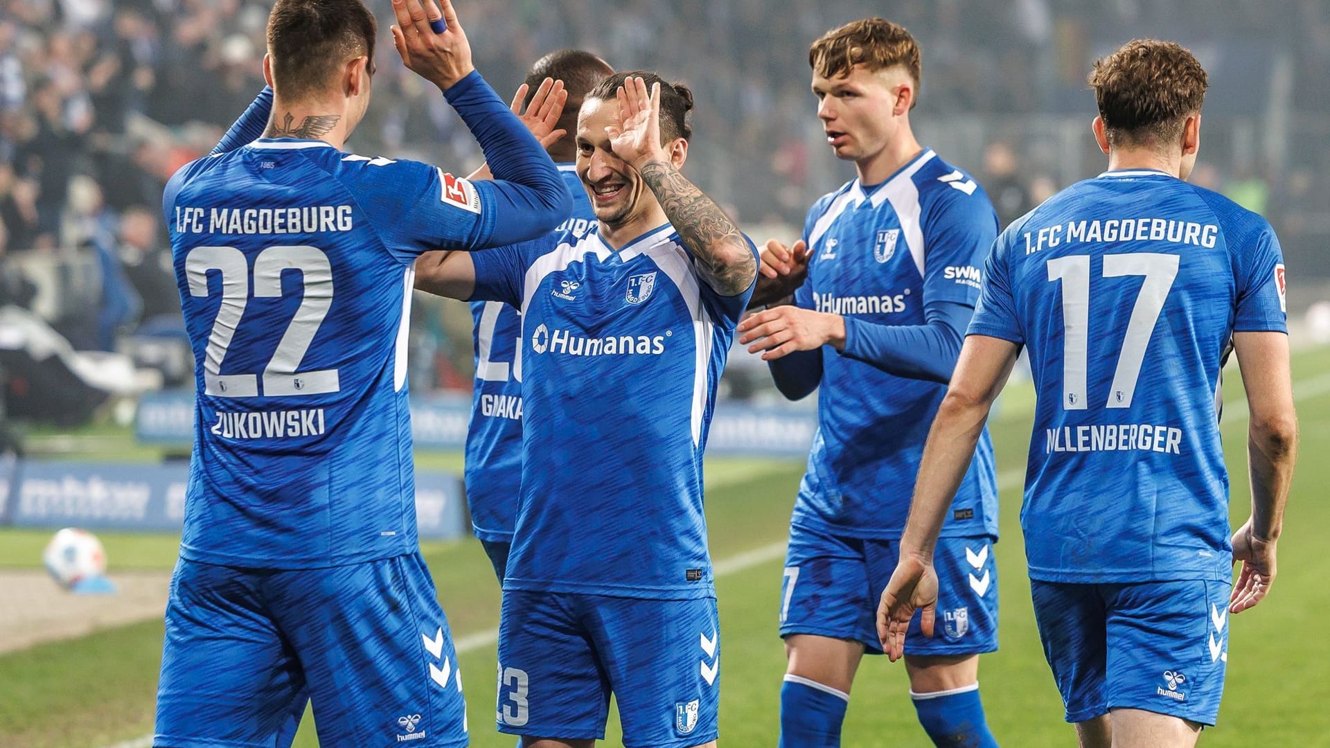 Celebrations at Magdeburg: They celebrated an important victory.