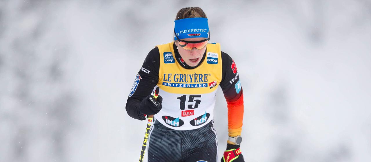 Katharina Hennig on the cross-country ski trail in Ruka