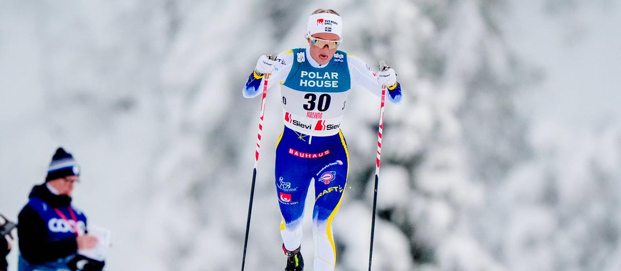 Sweden's Frida Karlsson cross-country skiing in Kuusamo
