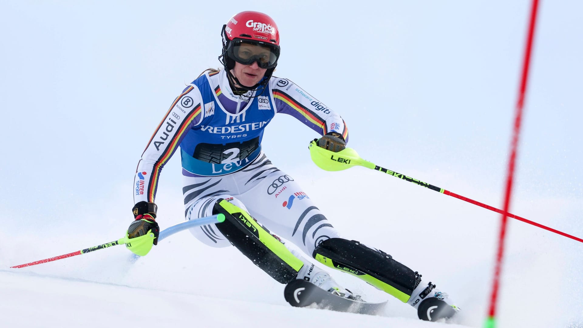 In a strong mood: Lena Dürr at the World Cup Slalom in Levi.