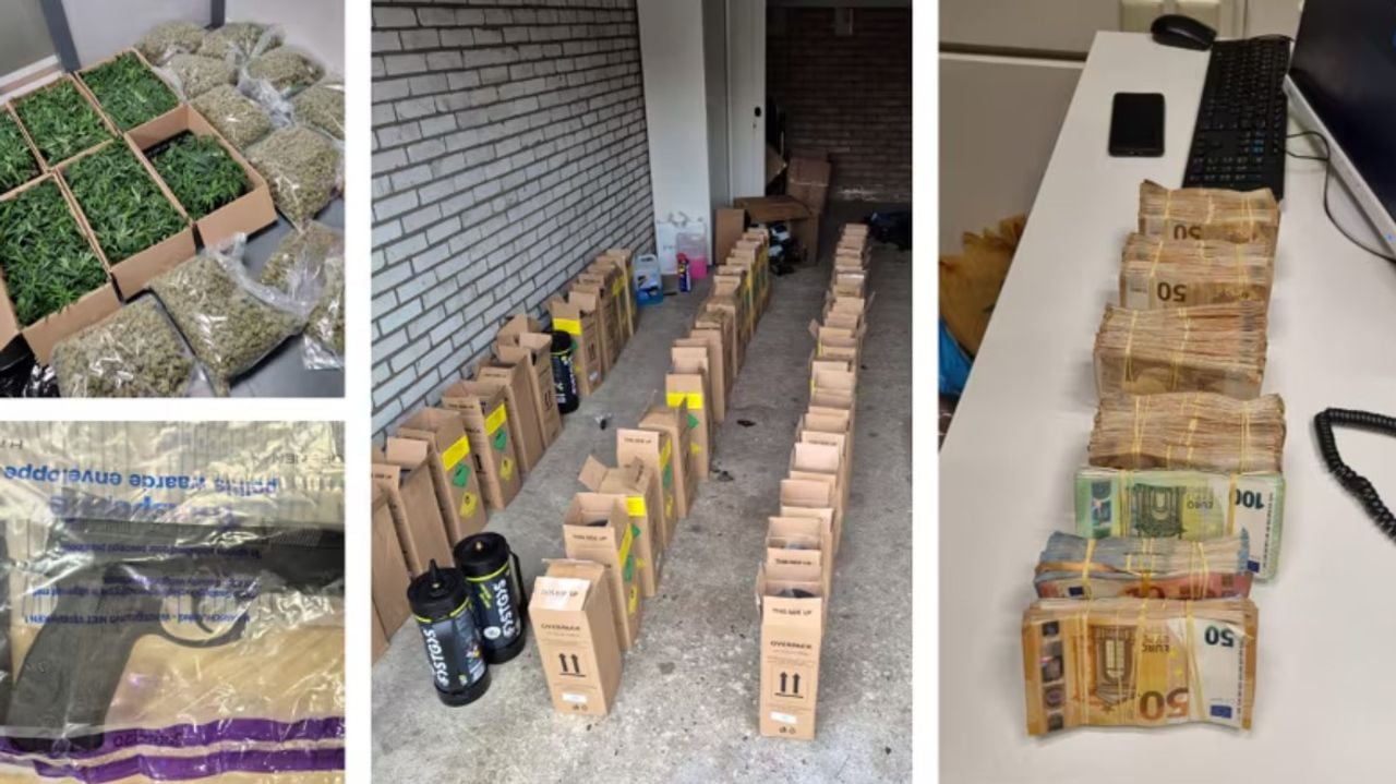 The police found a lot of money, drugs, a weapon and cannabis buds (photo: Oost-Brabant Police Unit on X).