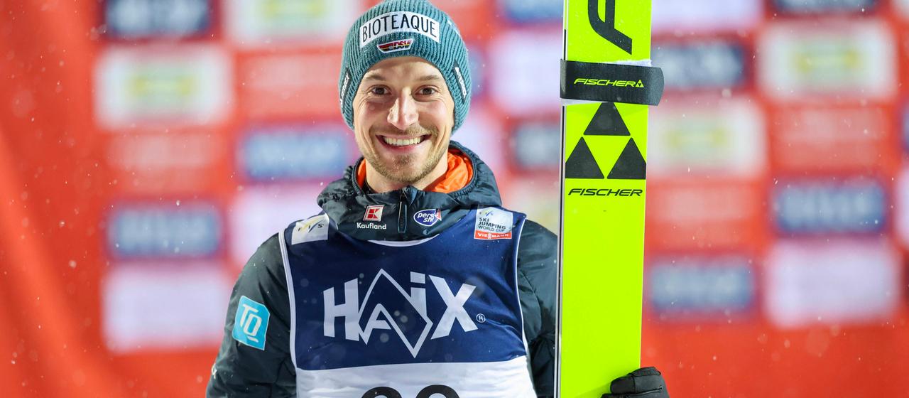 Ski jumper Felix Hoffmann on his first World Cup podium