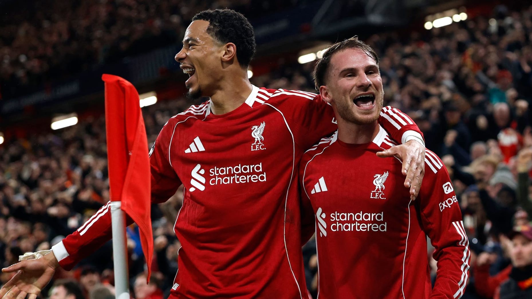 Celebrations at Liverpool FC: There was a narrow victory at Anfield Road.