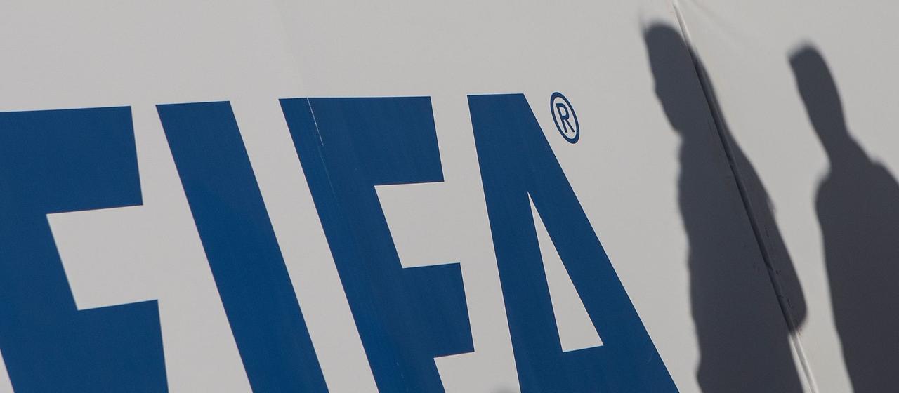 The logo of the world football association FIFA.