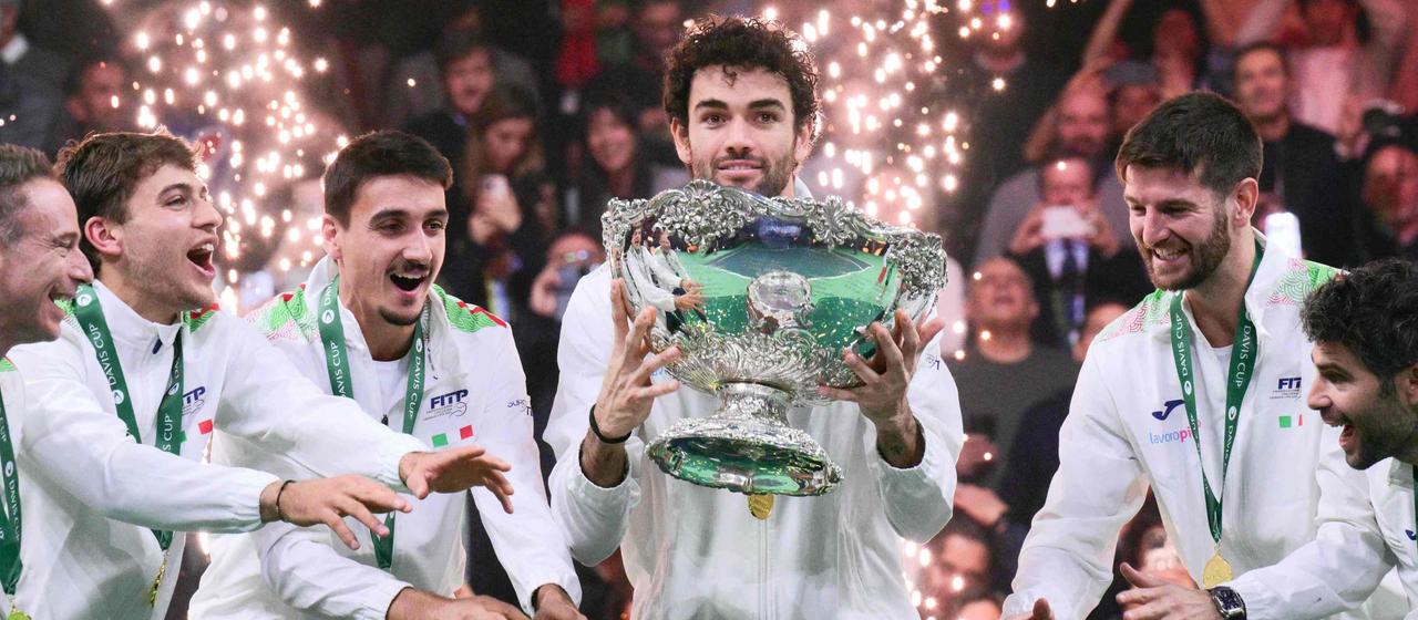 Matteo Berrettini with the Davis Cup trophy