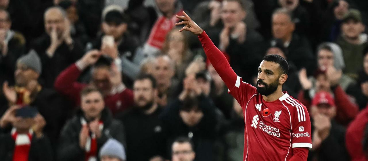 Liverpool's Mohamed Salah celebrates his goal