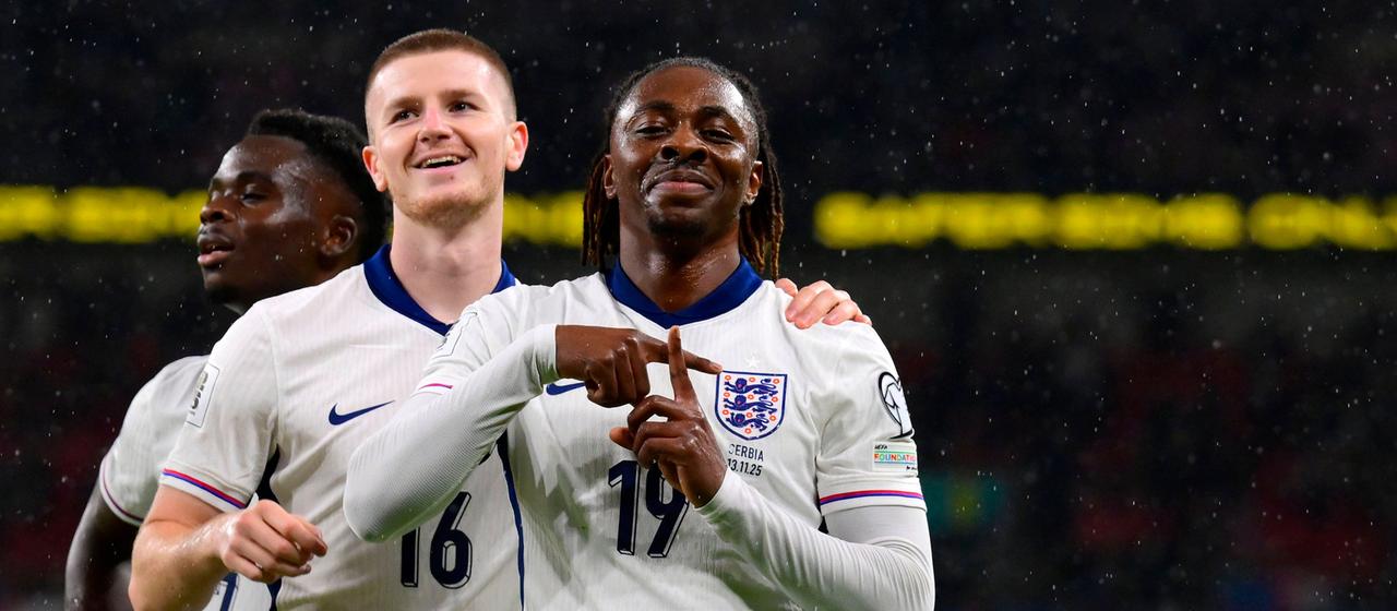 England celebrate Eberechi Eze's goal
