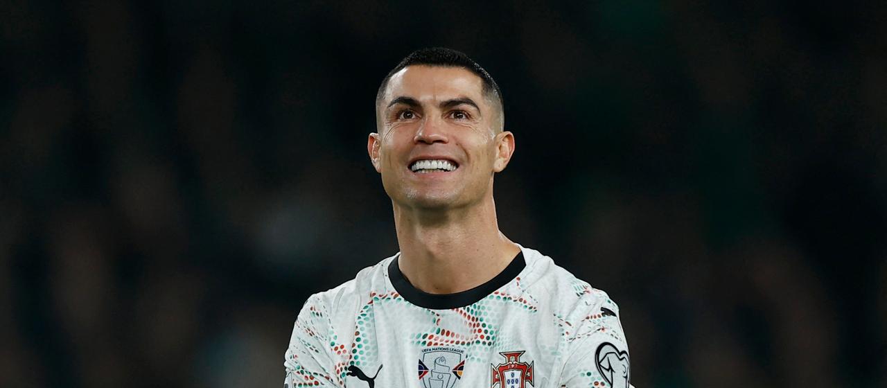 Portugal's Cristiano Ronaldo smiles