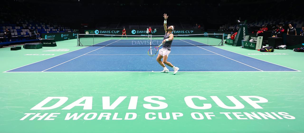Rafael Nadal training before the start of the Davis Cup