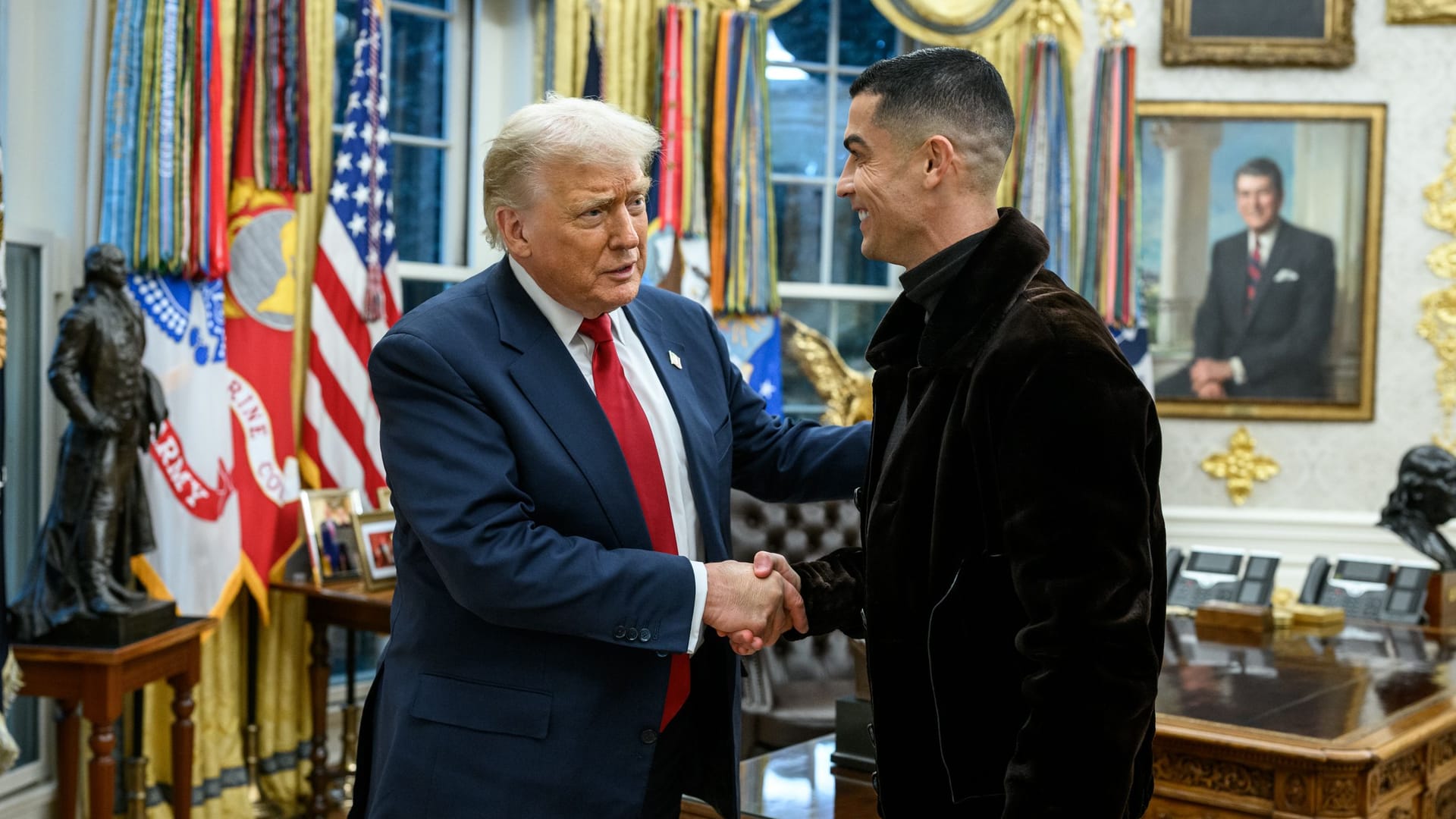Donald Trump (left) and Cristiano Ronaldo: The US President and the soccer superstar got along great.