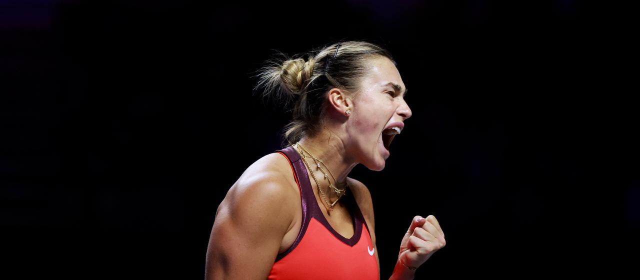 Aryna Sabalenka cheers