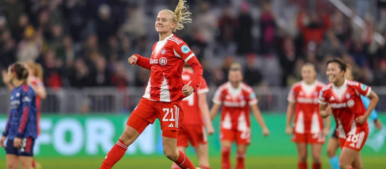 Goal scorer against Arsenal: Pernille Harder celebrates her direct goal against Arsenal.