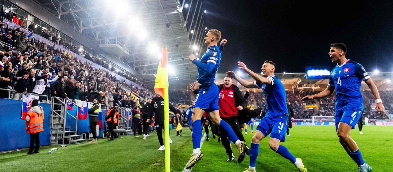 Tomas Bobcek celebrates at the corner flag