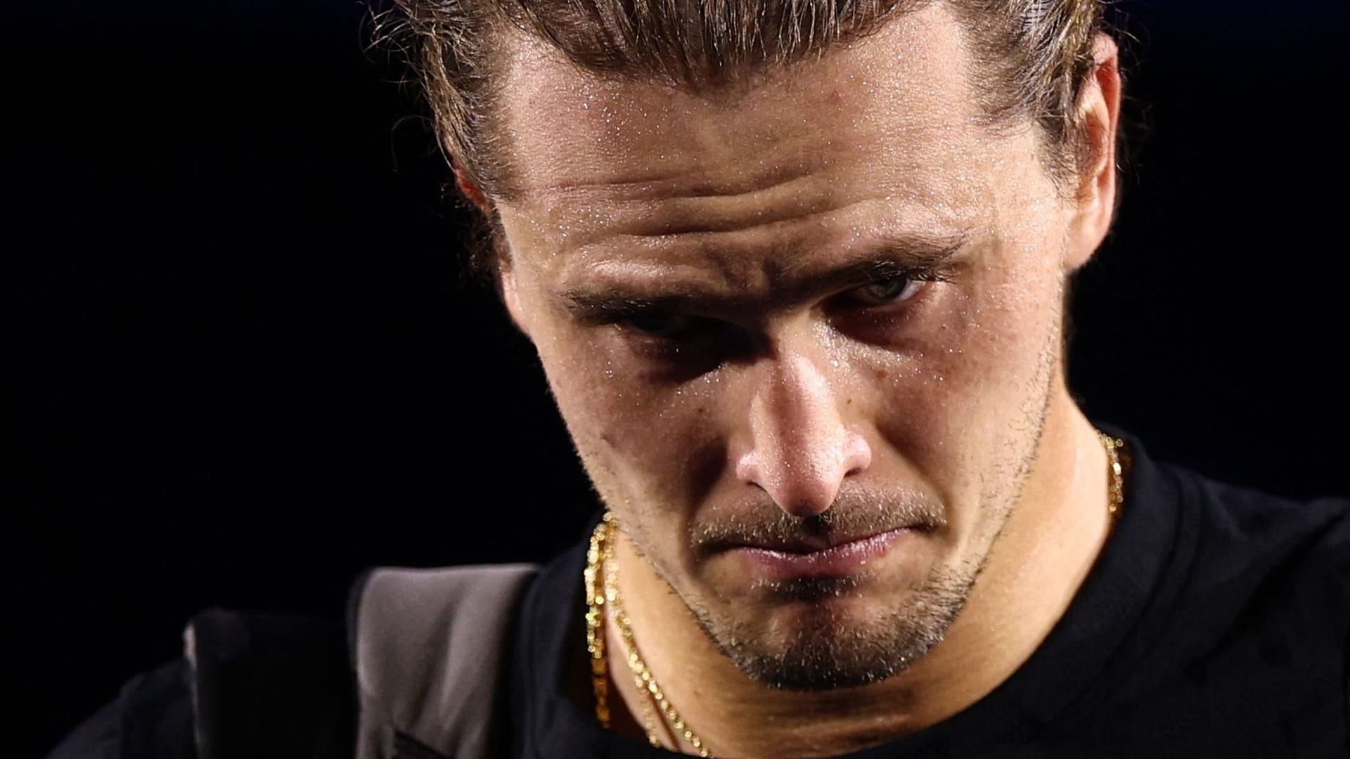 Alexander Zverev looks dejected after his defeat at the ATP Finals in Turin.
