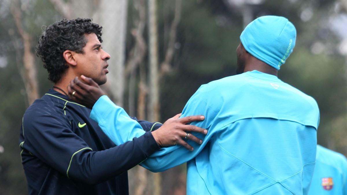 A fun moment between Rijkaard and Touré