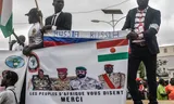 Protesters in the Nigerien capital Niamey during Independence Day on August 3, 2023.