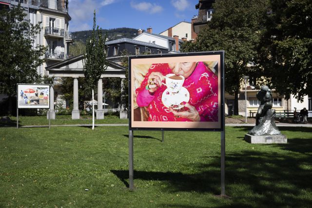 An outdoor exhibition in Switzerland with work by Martin Parr.