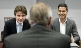 Henri Bontenbal (left) and Rob Jetten with informant Sybrand van Haersma Buma.