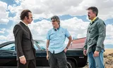 Actor Bob Odenkirk (left) on the set of Better Call Saul with showrunners Peter Gould (center) and Vince Gilligan (right).