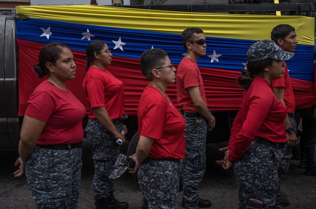 Police cadets form a formation during a student demonstration called by the Venezuelan government in Caracas, November 21.