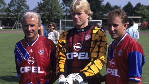 Three new ones for FC Bayern in the summer of 1994: coach Giovanni Trapattoni, goalkeeper Oliver Kahn and striker Jean-Pierre Papin (from left to right)